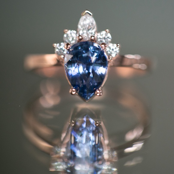 Alexis Russel Wedding Ring: Ethical/Sustainable Rose Gold, Sapphire, Diamonds - Picture 8 of 11